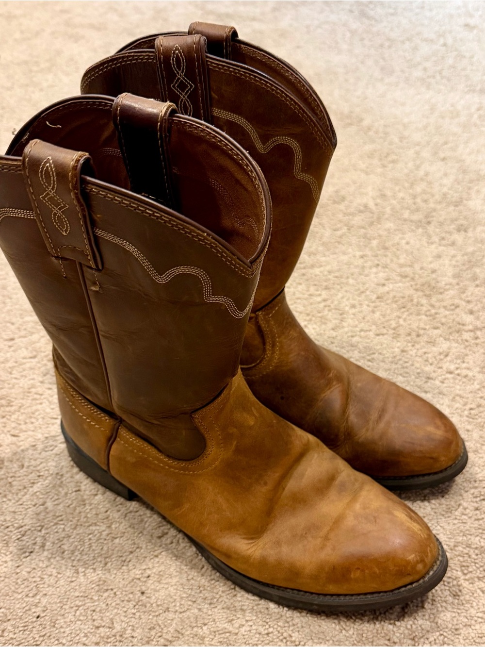 Justin Boots 3902 Mens Size 10.5 D Jeb Round Toe Western Cowboy Boots Mid Calf